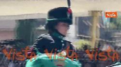 2 Giugno, i cavalli del reggimento "Lancieri di Montebello" sfilano alla parata ai Fori Imperiali