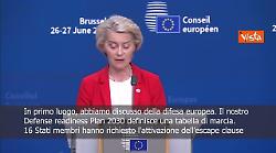 Difesa, Von der Leyen: 16 Stati membri hanno richiesto l'attivazione dell'escape clause