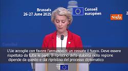 Von der Leyen: L'Iran non pu&ograve; avere la bomba atomica, negoziati unica via percorribile