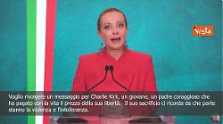 Morte Charlie Kirk, Meloni a EuropaViva25: Non cadremo nella trappola, no a spirale di violenza