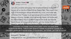 Trump annuncia su social accordo Israele-Hamas: Hanno entrambi firmato prima fase Piano pace