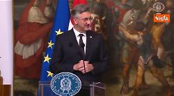 Il premier croato Plenkovic in italiano: Grazie Giorgia per avermi accolto a Roma