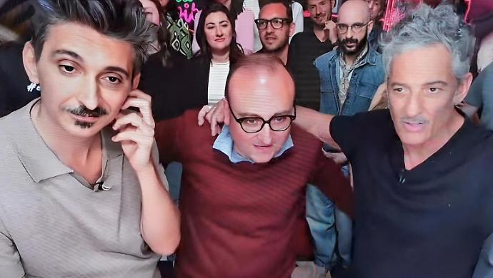 Andy Bellotti con Fiorello e biggio 