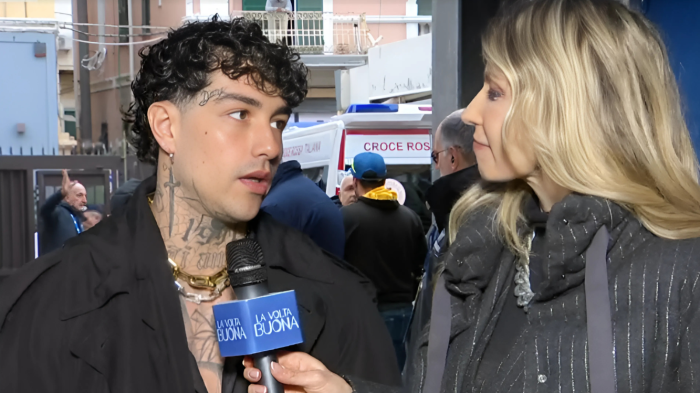 Tony Effe in collegamento su Rai 1 luned&igrave; 10 febbraio per parlare dell'imminente Festival di Sanremo 2025 e di Giulia De Lellis: "Lei &egrave; una guerriera"