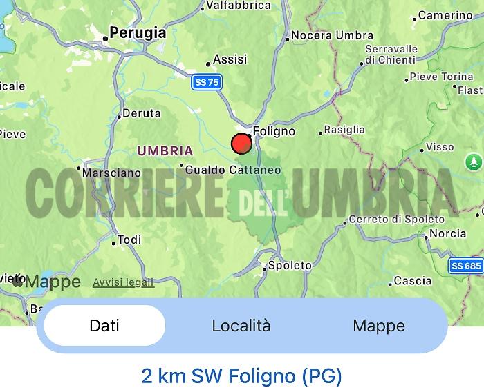 Forte scossa di terremoto in Umbria: epicentro provincia di Perugia