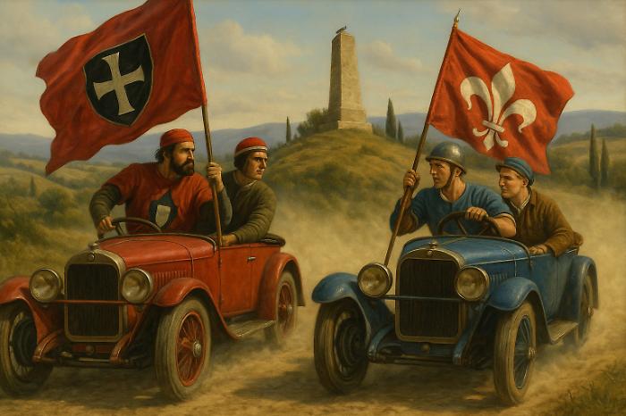 corsa guelfi e ghibellini in auto ai