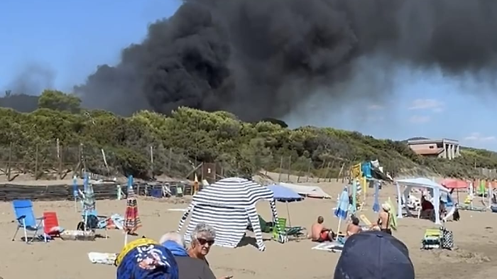 Incendio nella pineta