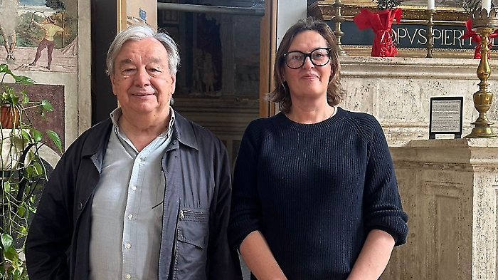 Il Segretario Generale ONU, Antonio Guterres, con l'assessora Daniela Morbis